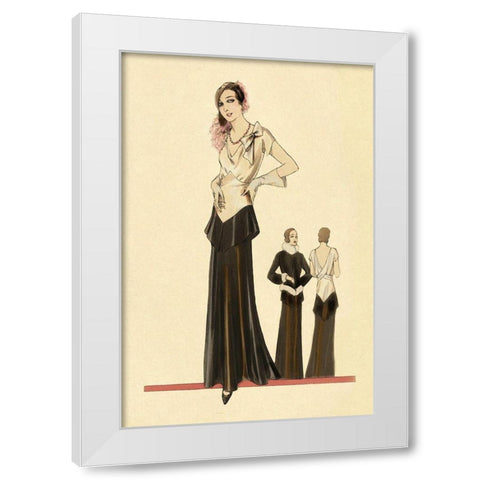 Eveningwear in Black and White White Modern Wood Framed Art Print by Vintage Fashion