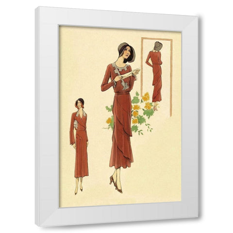 Dainty Fashions in Red White Modern Wood Framed Art Print by Vintage Fashion