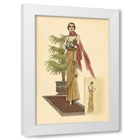Summer Dress with Pink Wrap White Modern Wood Framed Art Print by Vintage Fashion