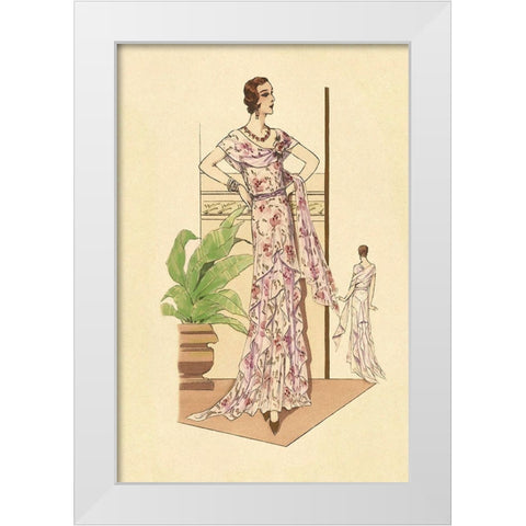Layered Summer Dress in Flower Print White Modern Wood Framed Art Print by Vintage Fashion