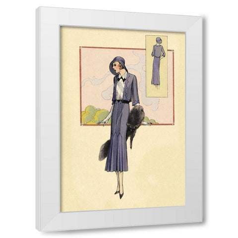 Stylish Blue Suit with Stole White Modern Wood Framed Art Print by Vintage Fashion