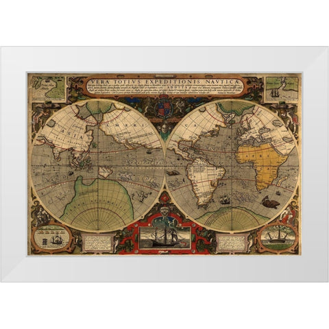 Vera Totius Expeditionis Nautica White Modern Wood Framed Art Print by Ortelius, A.