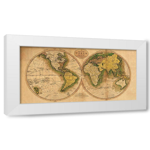 World Map White Modern Wood Framed Art Print by Carey, Matthew
