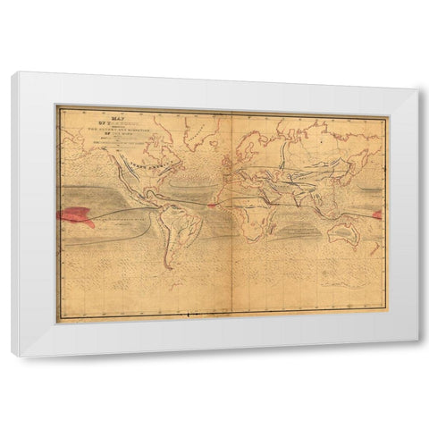 World Winds in Navigation White Modern Wood Framed Art Print by Wilkes, Captain Charles