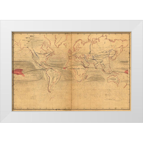 World Winds in Navigation White Modern Wood Framed Art Print by Wilkes, Captain Charles