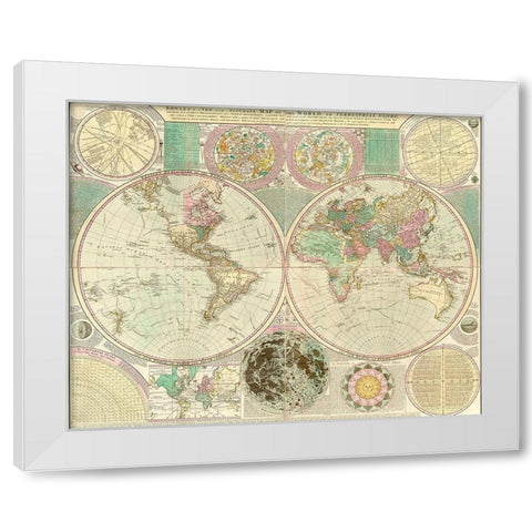 World Map White Modern Wood Framed Art Print by Bowles, Carington