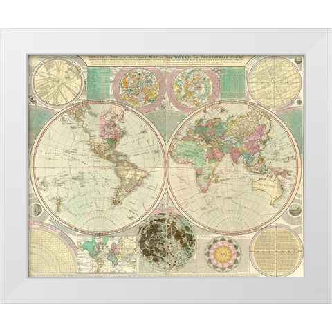 World Map White Modern Wood Framed Art Print by Bowles, Carington