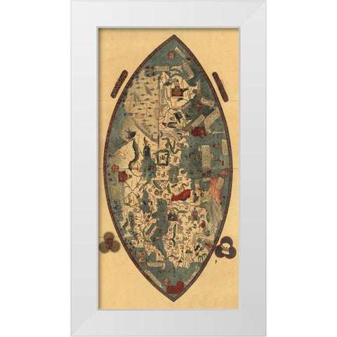 Genoese World Map White Modern Wood Framed Art Print by del Pozzo Toscanelli, Paolo