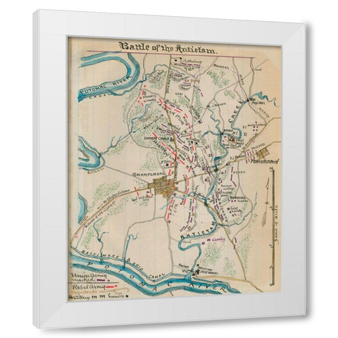 Battle of Antietam or Sharpsburg #1 White Modern Wood Framed Art Print by Unknown