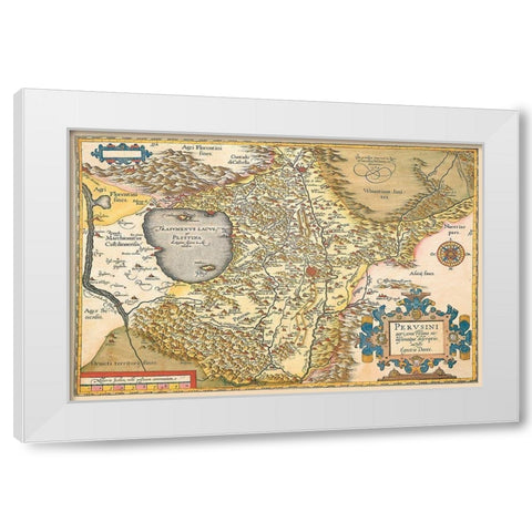 Map of Italy Near Florence White Modern Wood Framed Art Print by Ortelius, A.