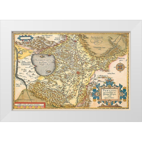 Map of Italy Near Florence White Modern Wood Framed Art Print by Ortelius, A.