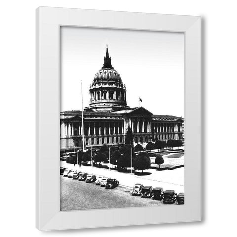City Hall, San Francisco, CA White Modern Wood Framed Art Print by Vintage San Francisco