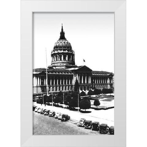 City Hall, San Francisco, CA White Modern Wood Framed Art Print by Vintage San Francisco