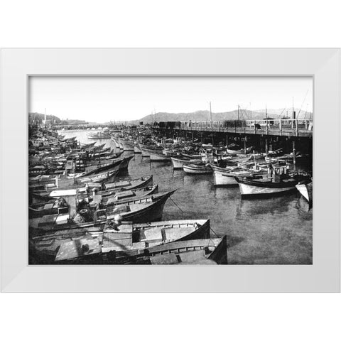 Fishermans Wharf, San Francisco, CA White Modern Wood Framed Art Print by Vintage San Francisco
