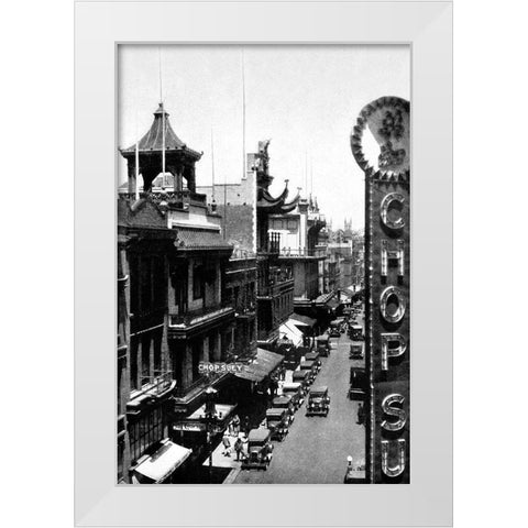 Chinatown, San Francisco, CA White Modern Wood Framed Art Print by Vintage San Francisco