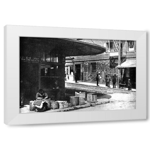 Old Chinatown, San Francisco, CA White Modern Wood Framed Art Print by Vintage San Francisco