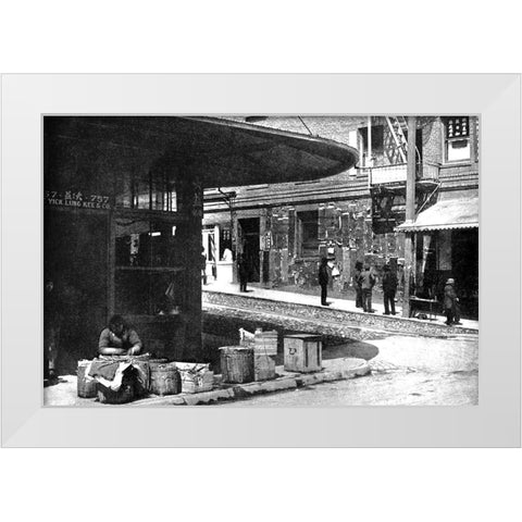 Old Chinatown, San Francisco, CA White Modern Wood Framed Art Print by Vintage San Francisco