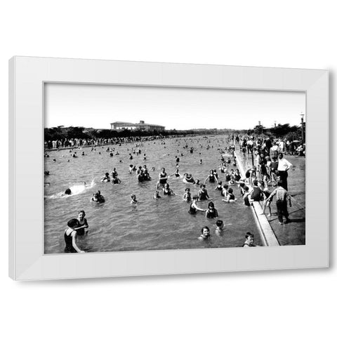 Fleishhacker Pool, San Francisco, CA White Modern Wood Framed Art Print by Vintage San Francisco