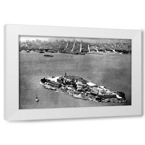 Alcatraz Island, San Francisco, CA White Modern Wood Framed Art Print by Vintage San Francisco