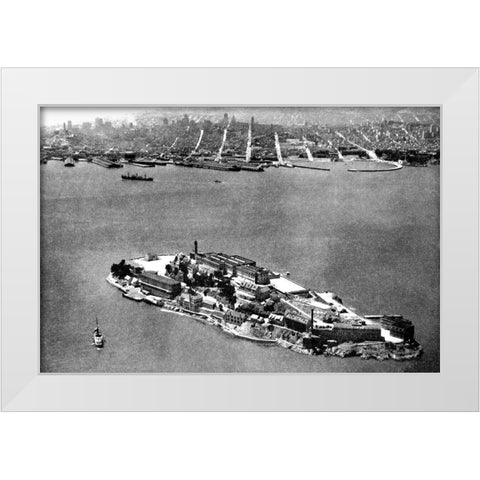 Alcatraz Island, San Francisco, CA White Modern Wood Framed Art Print by Vintage San Francisco