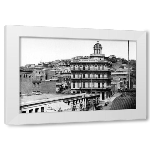 Montgomery St., San Francisco, CA White Modern Wood Framed Art Print by Vintage San Francisco