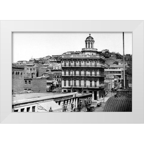 Montgomery St., San Francisco, CA White Modern Wood Framed Art Print by Vintage San Francisco