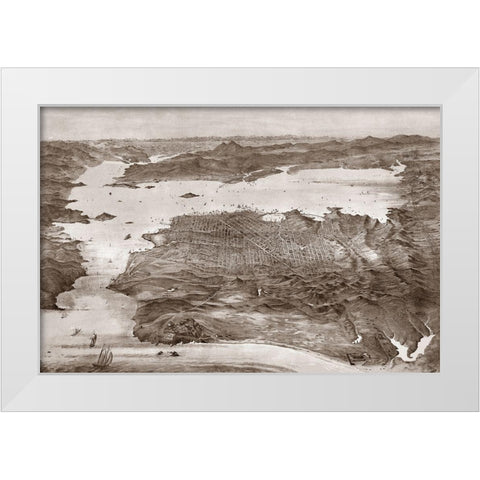 Birds-Eye View of San Francisco White Modern Wood Framed Art Print by Vintage San Francisco