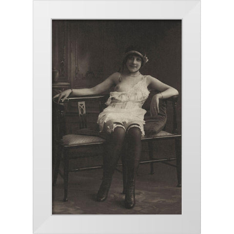 The Tranquility of the Drawing Room White Modern Wood Framed Art Print by Vintage Nudes