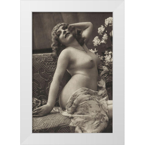 Voluptuousness White Modern Wood Framed Art Print by Vintage Nudes