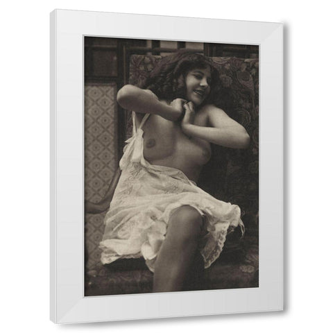 Sudden Joy White Modern Wood Framed Art Print by Vintage Nudes