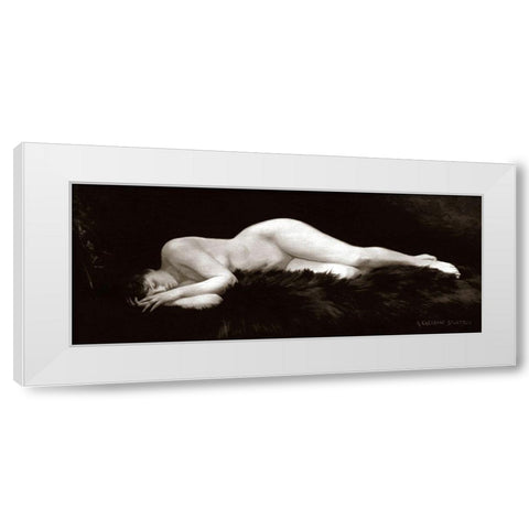 Asleep on a Fur Rug White Modern Wood Framed Art Print by Vintage Nudes