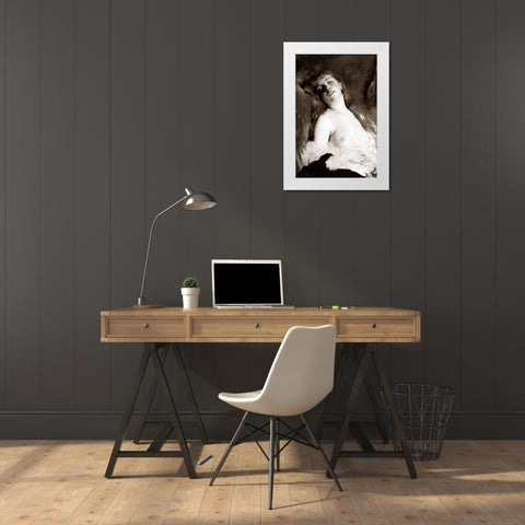 An Inviting Nude White Modern Wood Framed Art Print by Vintage Nudes