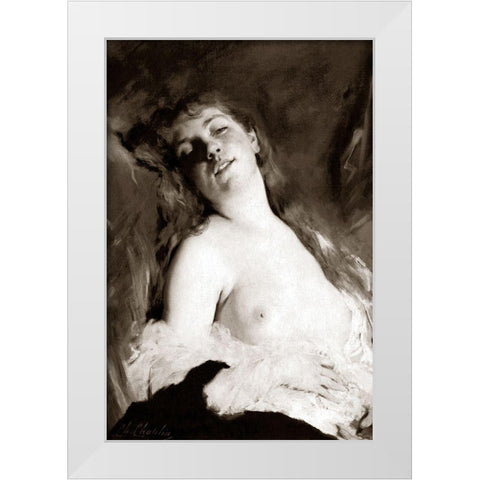 An Inviting Nude White Modern Wood Framed Art Print by Vintage Nudes