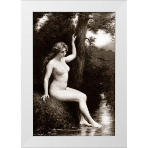 The Stream White Modern Wood Framed Art Print by Vintage Nudes