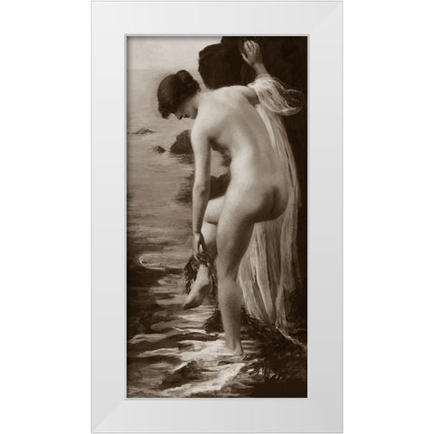 Salt Water Bath White Modern Wood Framed Art Print by Vintage Nudes