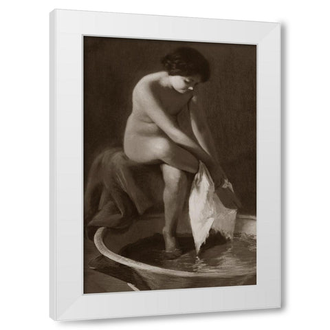 The Foot Washer White Modern Wood Framed Art Print by Vintage Nudes