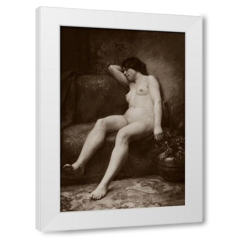 The Siesta White Modern Wood Framed Art Print by Vintage Nudes