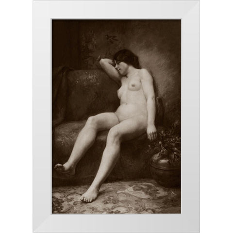 The Siesta White Modern Wood Framed Art Print by Vintage Nudes
