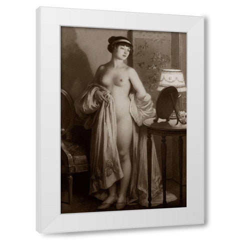 Le Miroir White Modern Wood Framed Art Print by Vintage Nudes