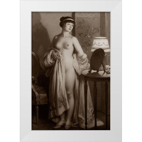 Le Miroir White Modern Wood Framed Art Print by Vintage Nudes