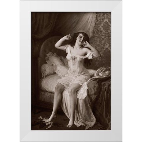 Au Lever White Modern Wood Framed Art Print by Vintage Nudes