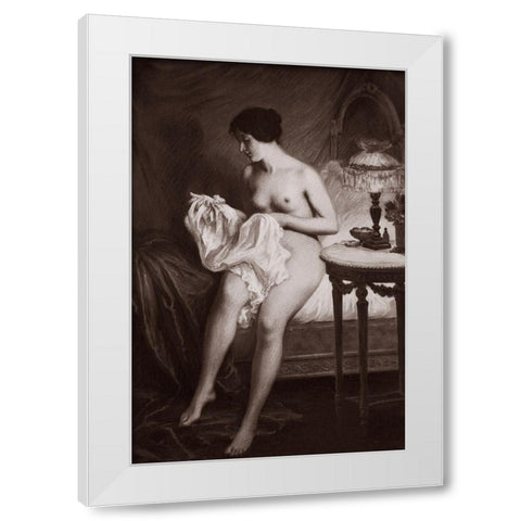 Au Coucher White Modern Wood Framed Art Print by Vintage Nudes