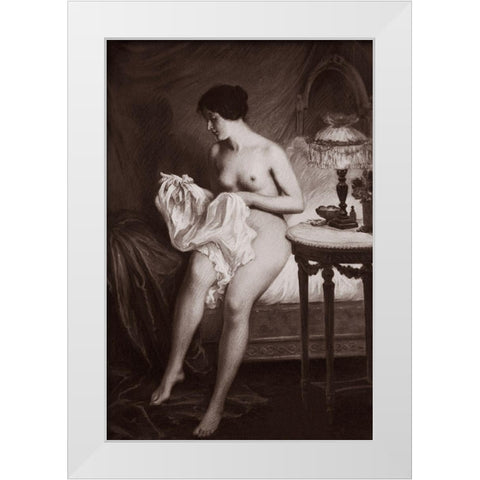 Au Coucher White Modern Wood Framed Art Print by Vintage Nudes