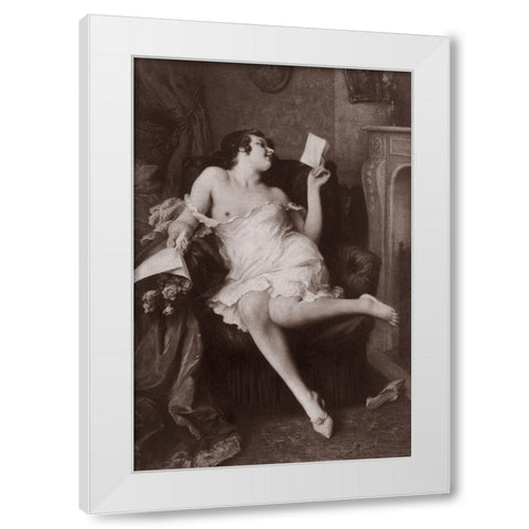The Love Letter White Modern Wood Framed Art Print by Vintage Nudes