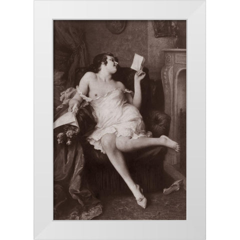 The Love Letter White Modern Wood Framed Art Print by Vintage Nudes