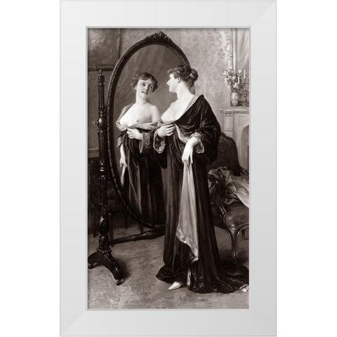 Satisfaction White Modern Wood Framed Art Print by Vintage Nudes