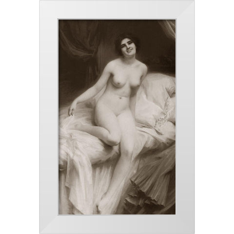 The Awakening White Modern Wood Framed Art Print by Vintage Nudes