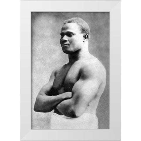 Russian with Arms Folded White Modern Wood Framed Art Print by Vintage Muscle Men