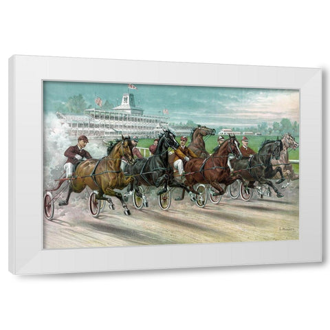 A Dash for the Pole White Modern Wood Framed Art Print by Currier and Ives