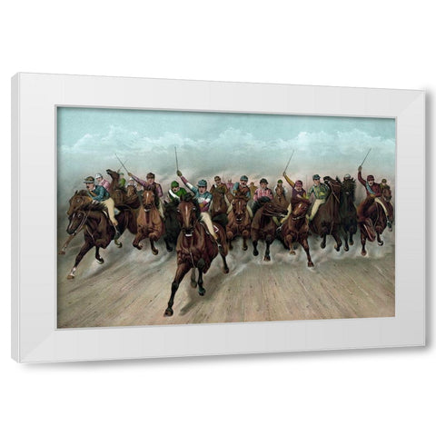 A Great field in a grand rush White Modern Wood Framed Art Print by Currier and Ives